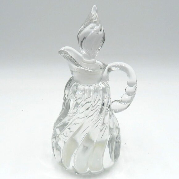 Vintage Fostoria Cruet Colonial Swirl Clear Glass Original Flame Stopper - Picture 1 of 8